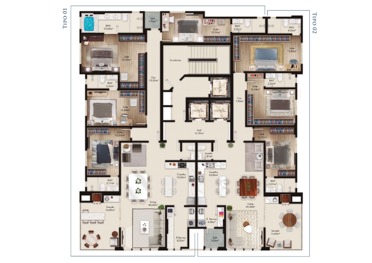 Apartamento no Ed. Acqua Blue Residence em Meia Praia em Itapema - foto 15