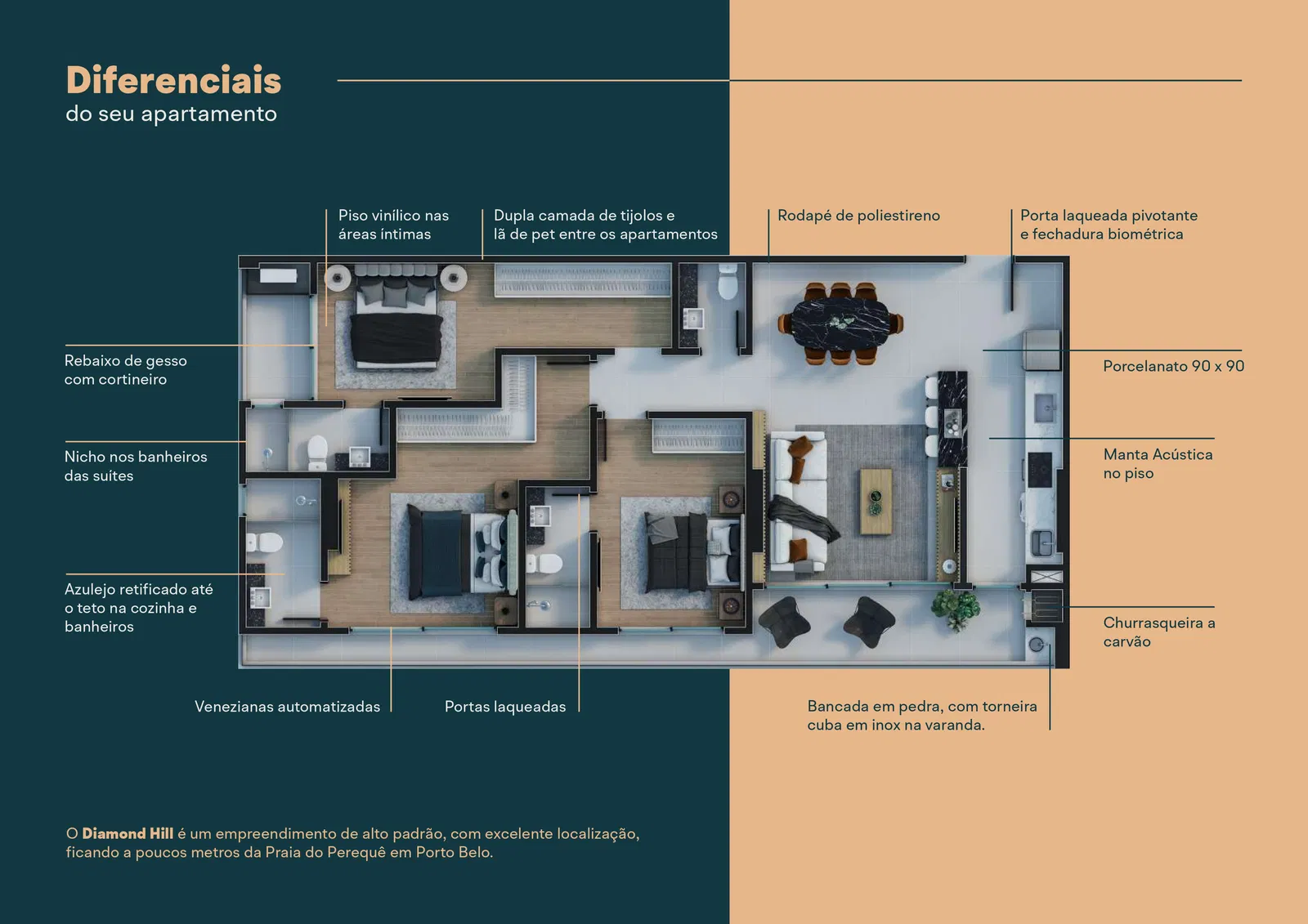 Apartamento no Ed. Diamond Hill Residence em Porto Belo - foto 14