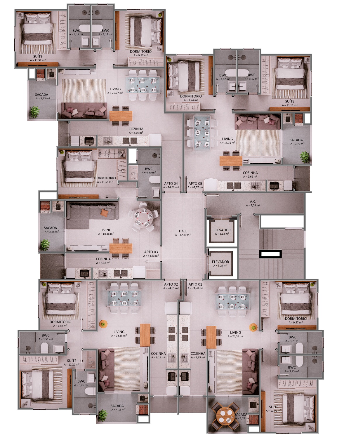 Apartamento no Ed. Manu Bay na Praia Brava - foto 22