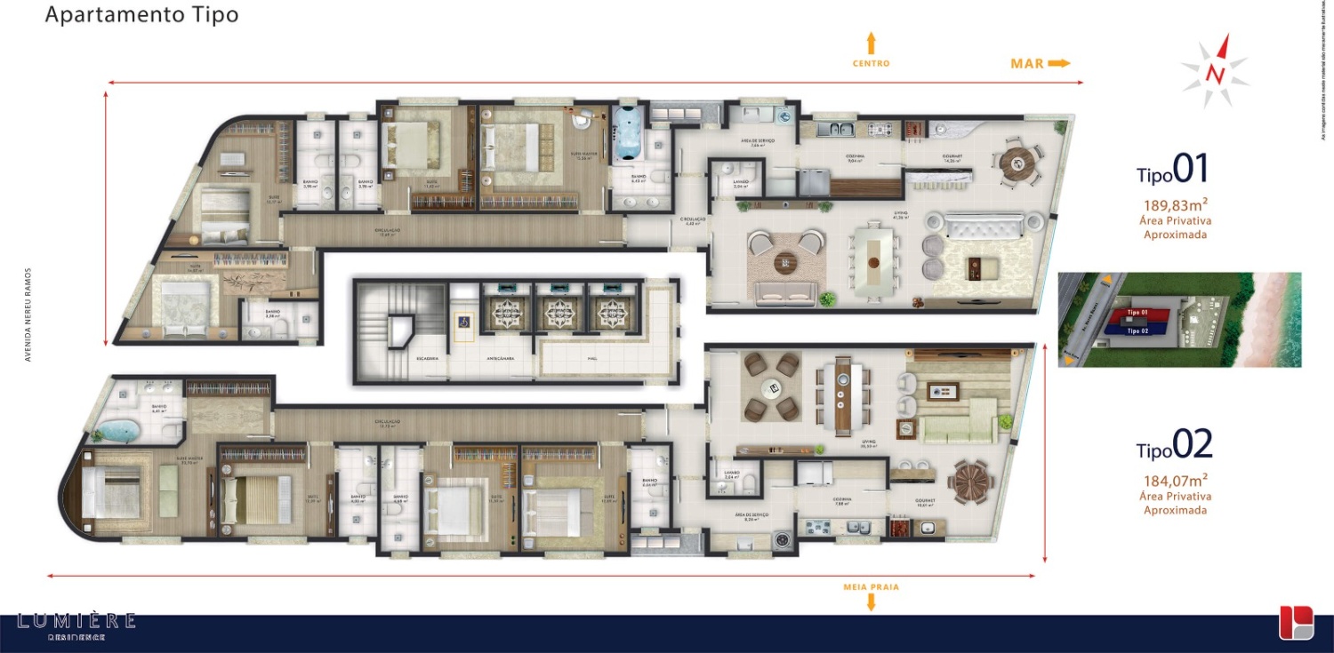 Apartamento no Ed. Lumiere Frente Mar em Itapema - foto 33