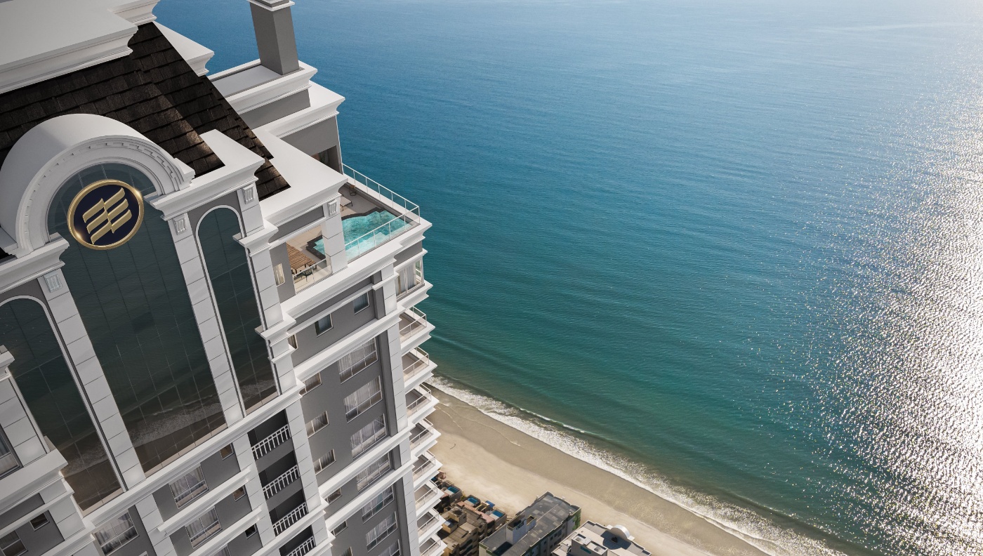 Apartamento com vista para o mar no Ed. L'Atelier em Meia Praia em Itapema