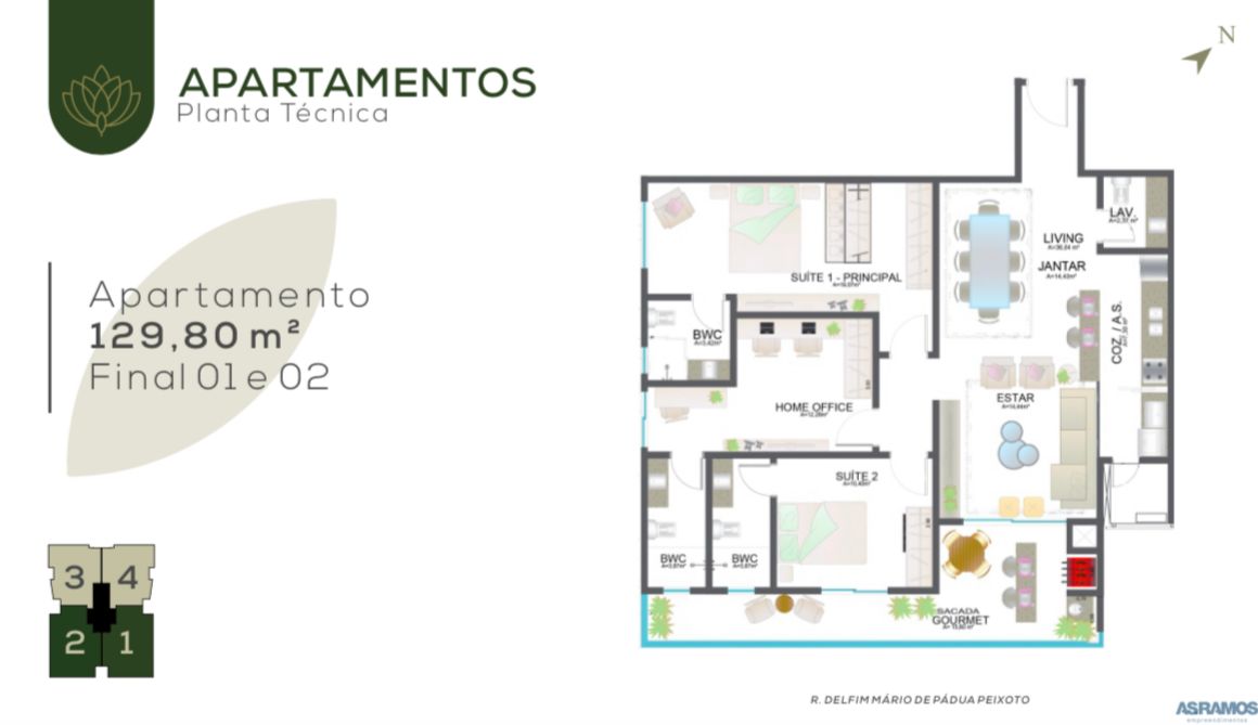 Apartamento no Ed. Jardins da Brava na Praia Brava - foto 2
