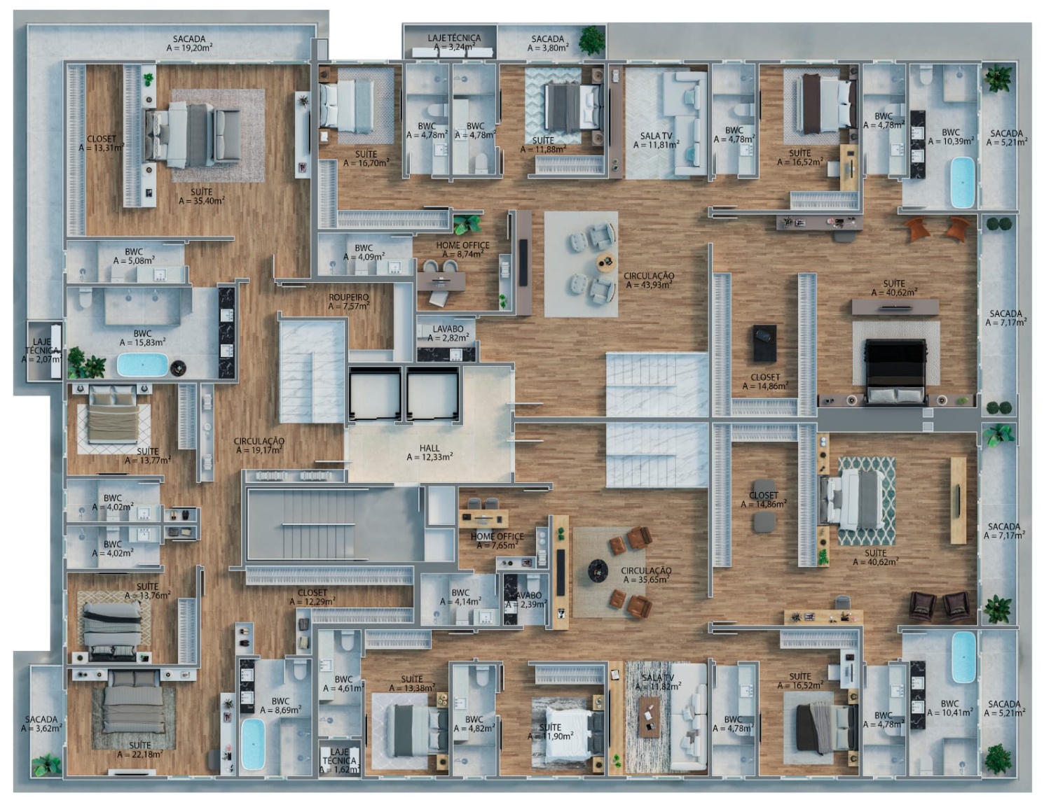 Apartamento no Ed. Tirreno Residenziale na Praia Brava de Praia Brava - foto 15